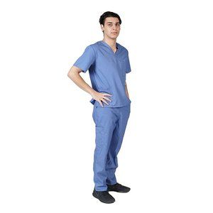 Medical Scrub Top and Pants M Ceil Blue